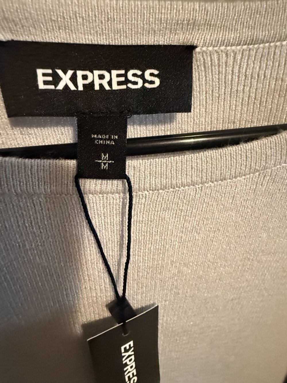 NWT Express Cable Balloon Sleeve Sweater Dress Size Medium Gray - Picture 2 of 3
